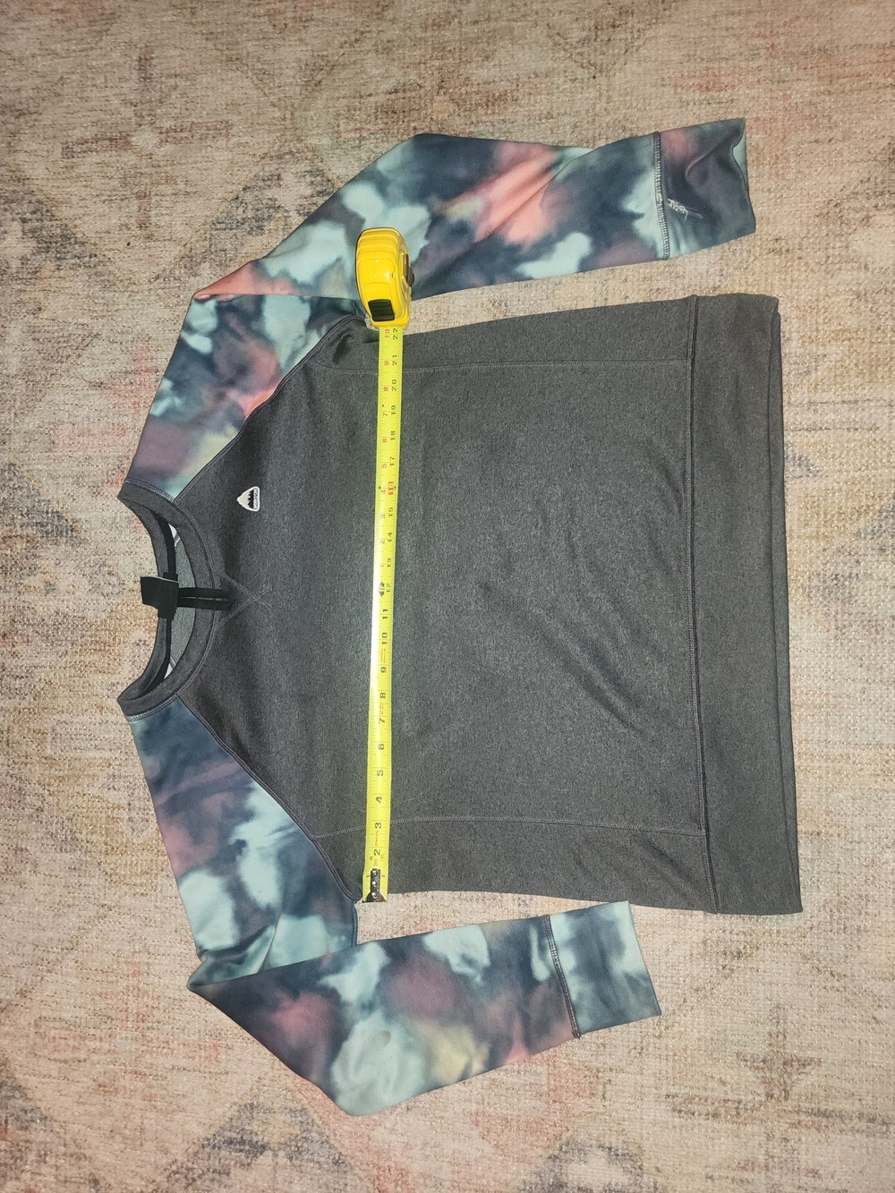 BURTON Heather Gray Pullover with Tie-Dye Sleeves